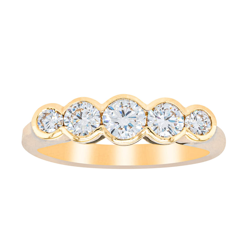 18ct Yellow Gold .78ct Diamond Five-Stone Natalia Ring-Ring-Walker & Hall