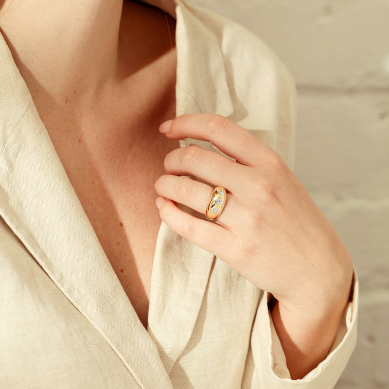 9ct Yellow Gold .50ct Diamond Madonna Ring-Ring-Walker & Hall