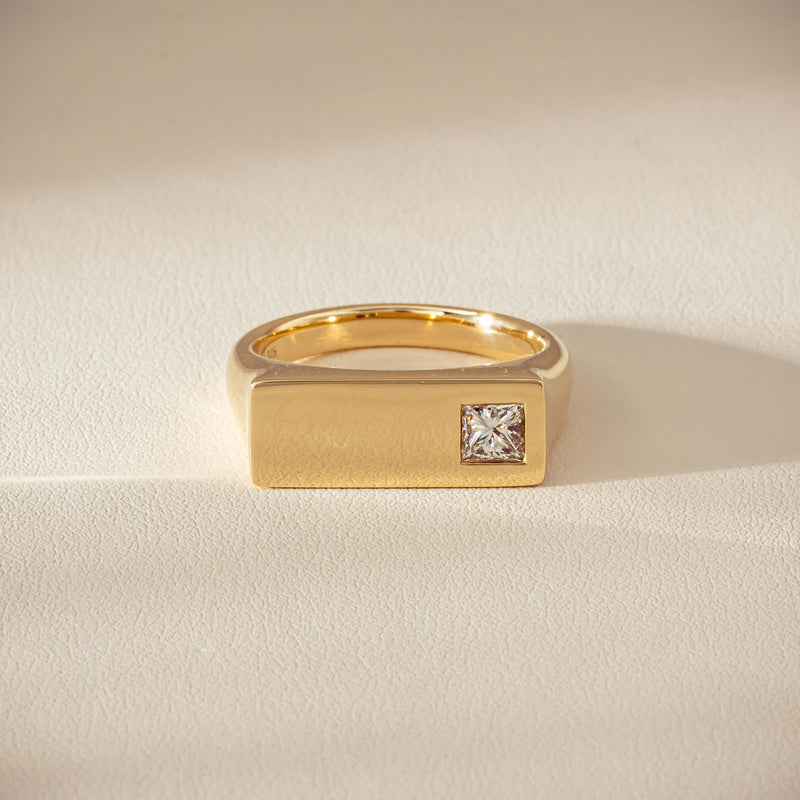 9ct Yellow Gold .55ct Diamond Mens Signet Ring - Ring - Walker & Hall