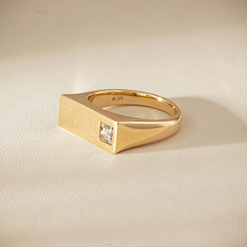 9ct Yellow Gold .55ct Diamond Mens Signet Ring - Ring - Walker & Hall