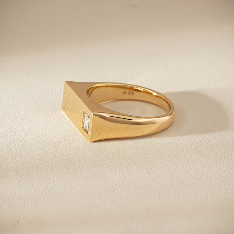 9ct Yellow Gold .55ct Diamond Mens Signet Ring - Ring - Walker & Hall