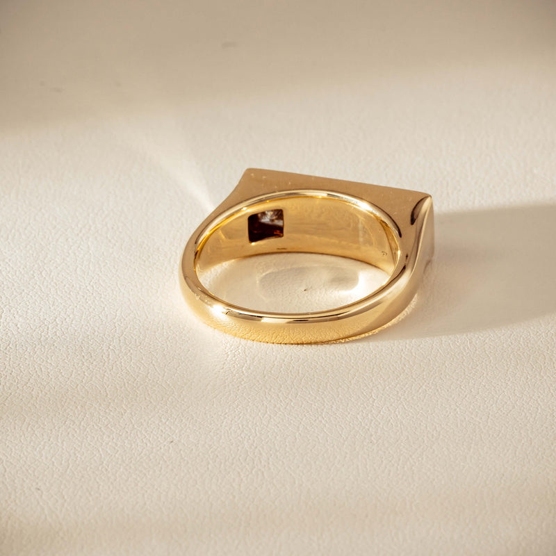 9ct Yellow Gold .55ct Diamond Mens Signet Ring - Ring - Walker & Hall