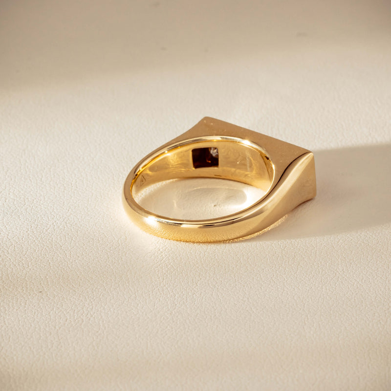 9ct Yellow Gold .55ct Diamond Mens Signet Ring - Ring - Walker & Hall