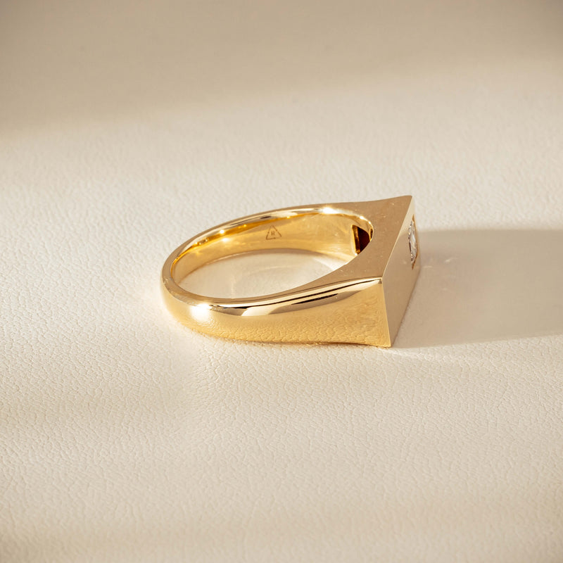 9ct Yellow Gold .55ct Diamond Mens Signet Ring - Ring - Walker & Hall