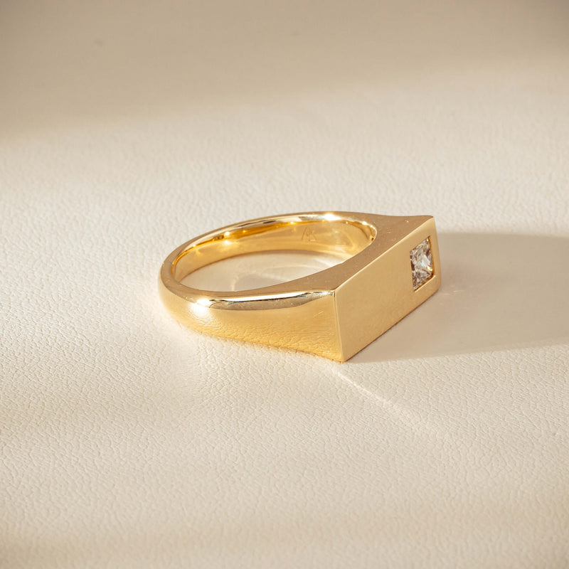 9ct Yellow Gold .55ct Diamond Mens Signet Ring - Ring - Walker & Hall