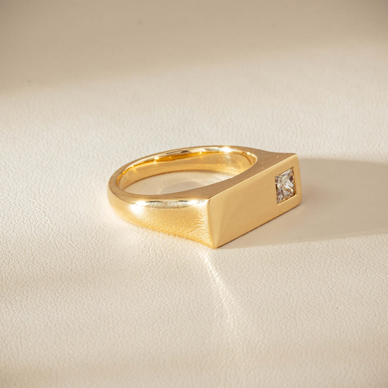 9ct Yellow Gold .55ct Diamond Mens Signet Ring - Ring - Walker & Hall