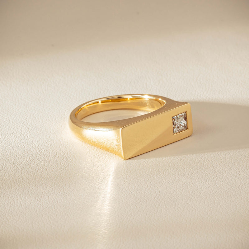 9ct Yellow Gold .55ct Diamond Mens Signet Ring - Ring - Walker & Hall