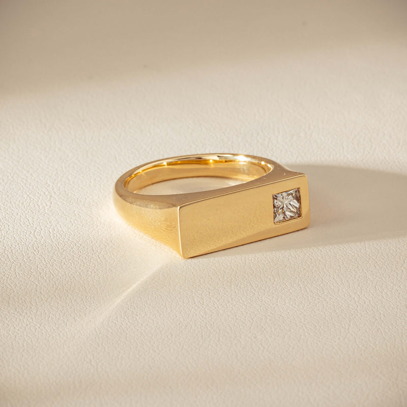 9ct Yellow Gold .55ct Diamond Mens Signet Ring - Ring - Walker & Hall