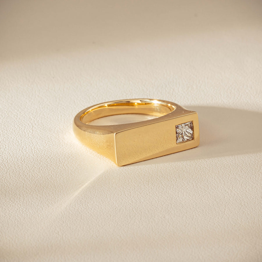 9ct Yellow Gold .55ct Diamond Mens Signet Ring - Ring - Walker & Hall