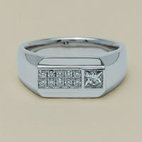 Platinum .32ct Reclaimed Diamond Mens Signet Ring - Ring - Walker & Hall