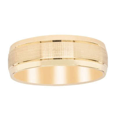 9ct Yellow Gold 7mm Patterned Band-Ring-Walker & Hall