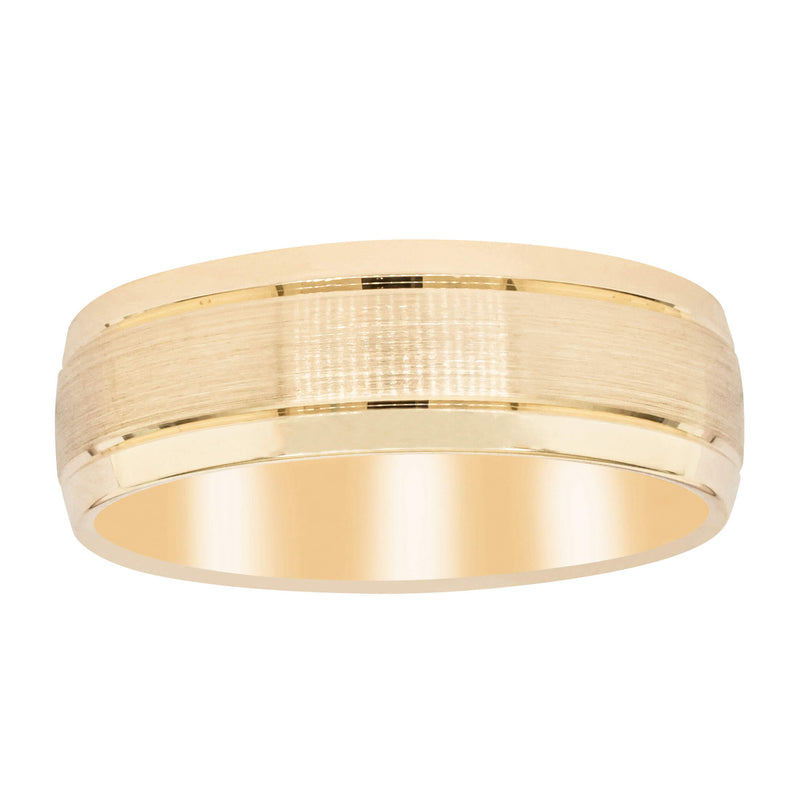 9ct Yellow Gold 7mm Patterned Band-Ring-Walker & Hall