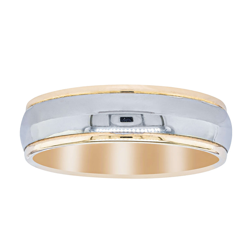 9ct Yellow & White Gold 6mm Patterned Band - Ring - Walker & Hall