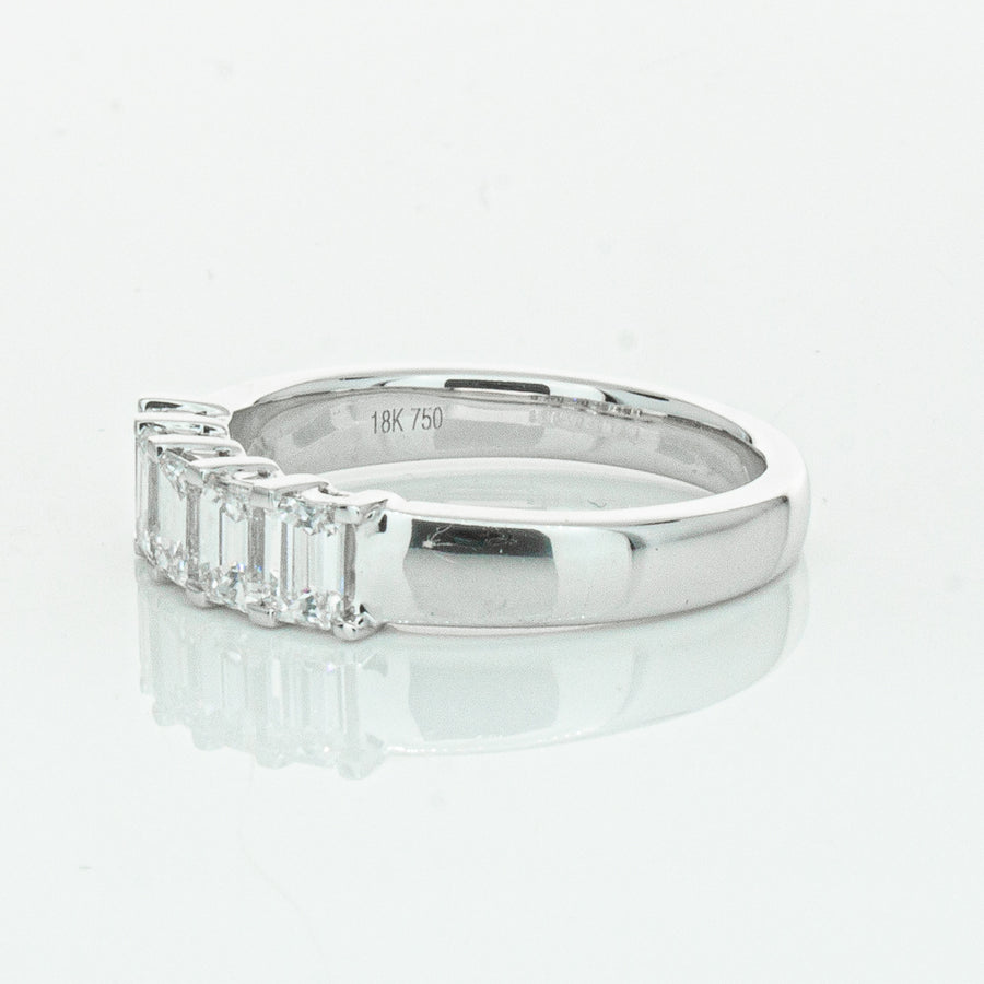 18ct White Gold Emerald Cut Diamond Asra Ring-Ring-Walker & Hall