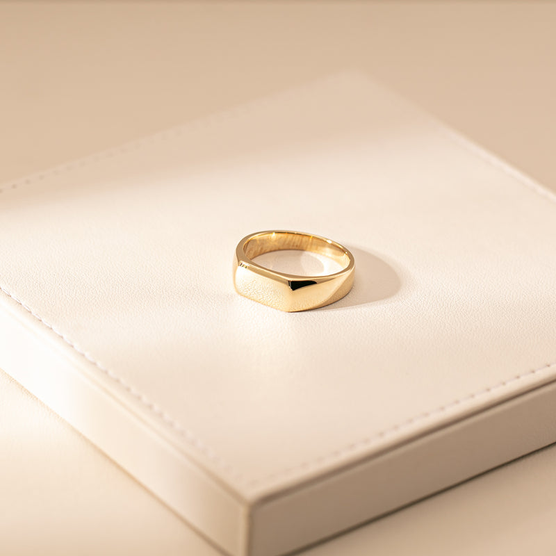 9ct Yellow Gold Rectangular Signet Ring-Ring-Walker & Hall