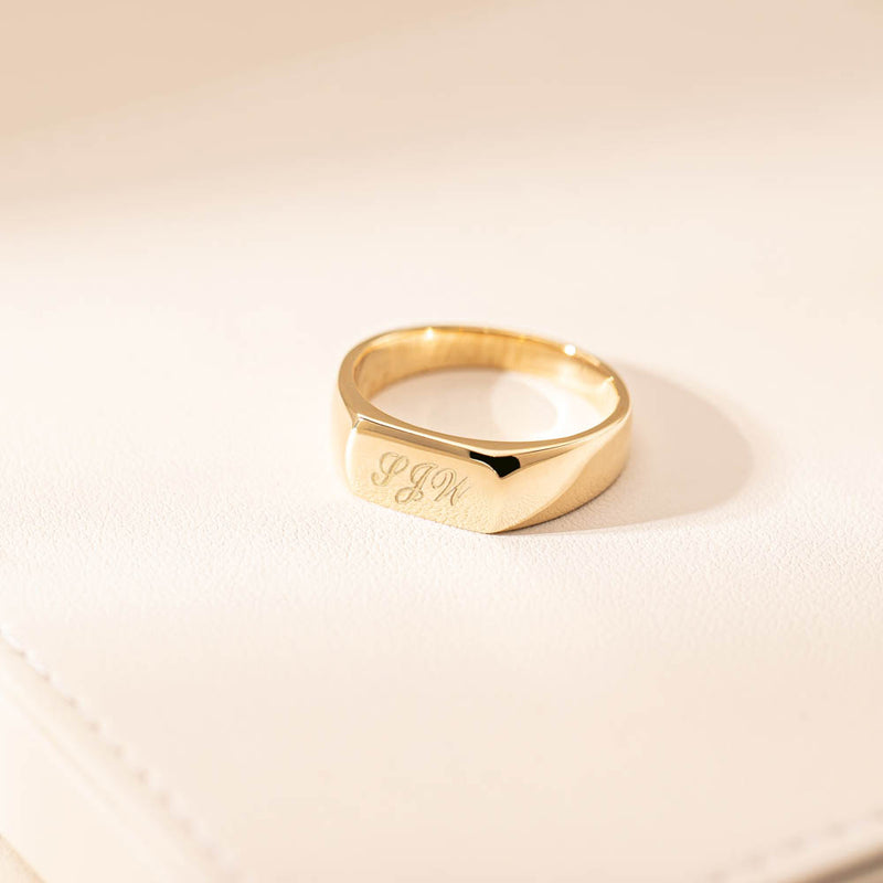 9ct Yellow Gold Rectangular Signet Ring-Ring-Walker & Hall