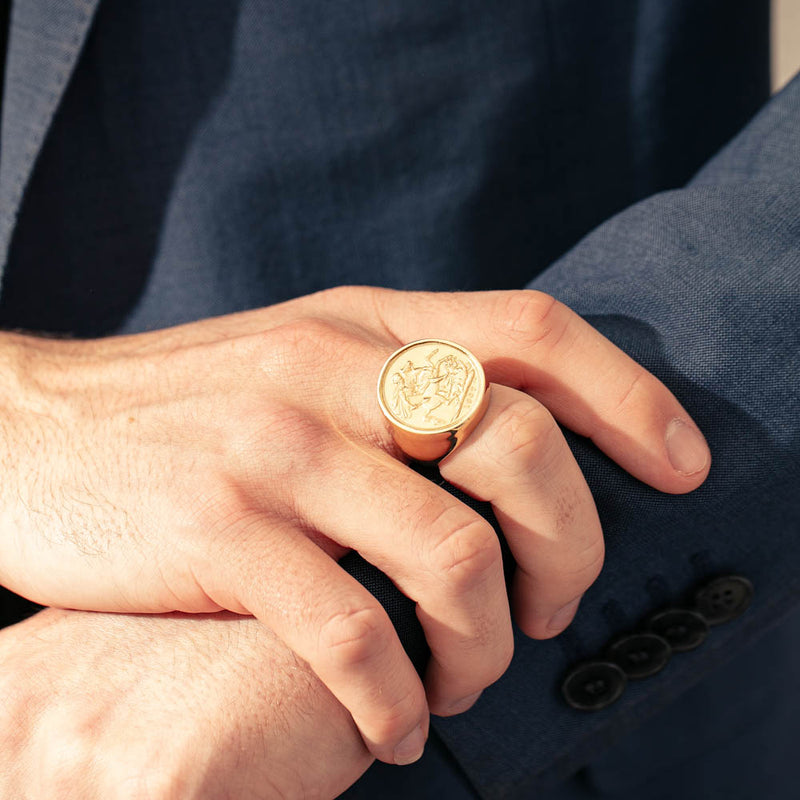 9ct Yellow Gold Ring with Full Sovereign-Ring-Walker & Hall