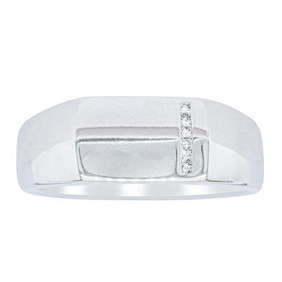 9ct White Gold .06ct Diamond Mens Signet Ring-Ring-Walker & Hall