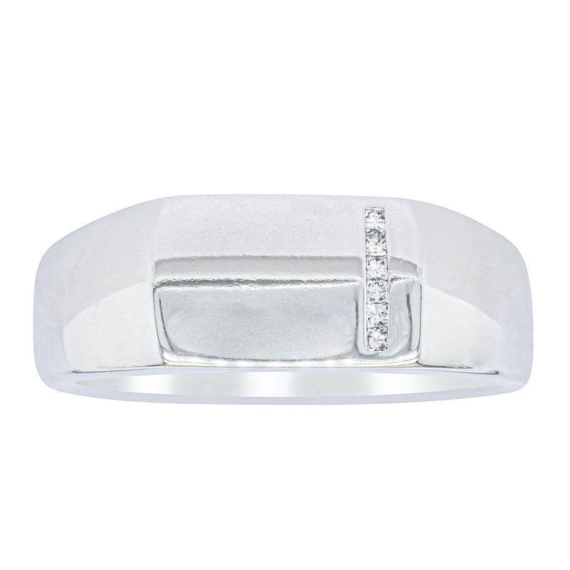9ct White Gold .06ct Diamond Mens Signet Ring-Ring-Walker & Hall