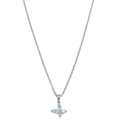 18ct White Gold Diamond Butterfly Pendant-Necklace-Walker & Hall