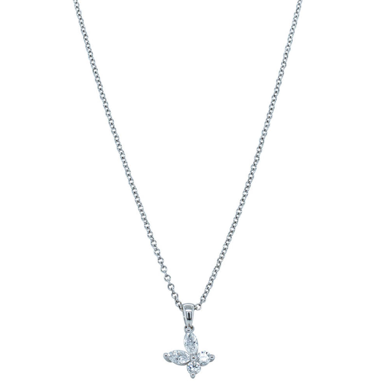 18ct White Gold Diamond Butterfly Pendant-Necklace-Walker & Hall