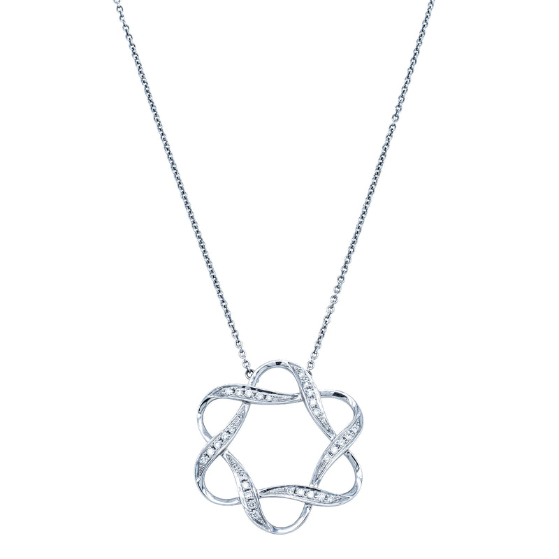 18ct White Gold Diamond Celestial Star Pendant-Necklace-Walker & Hall