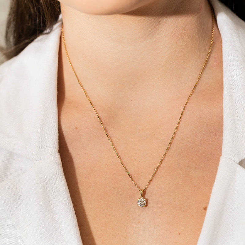 18ct Yellow Gold 1.00ct Diamond Blossom Pendant-Necklace-Walker & Hall