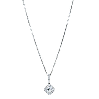 18ct White Gold .50ct Diamond Cluster Necklace-Necklace-Walker & Hall