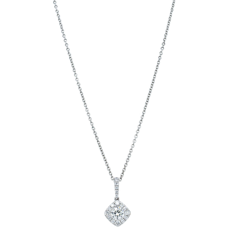 18ct White Gold .50ct Diamond Cluster Necklace-Necklace-Walker & Hall
