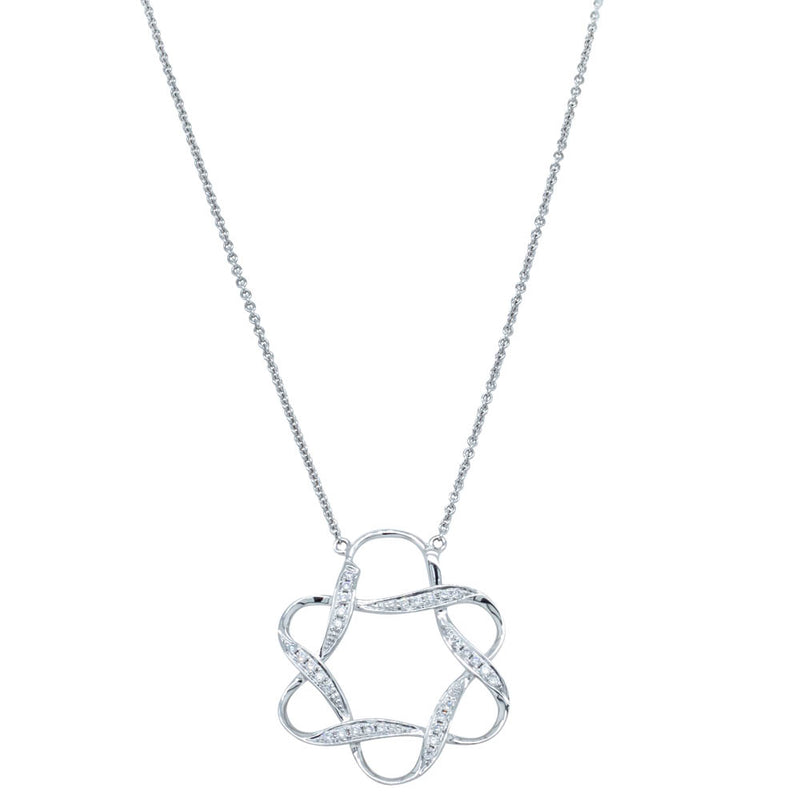 18ct White Gold .22ct Diamond Celestial Star Pendant-Necklace-Walker & Hall