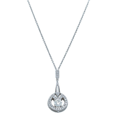18ct White Gold Diamond Pendant-Necklace-Walker & Hall