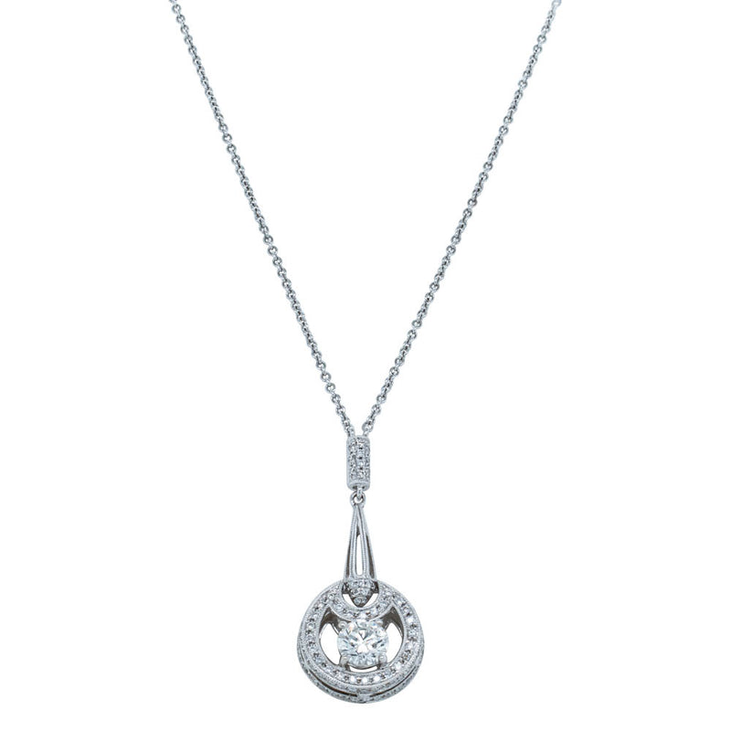 18ct White Gold Diamond Pendant-Necklace-Walker & Hall