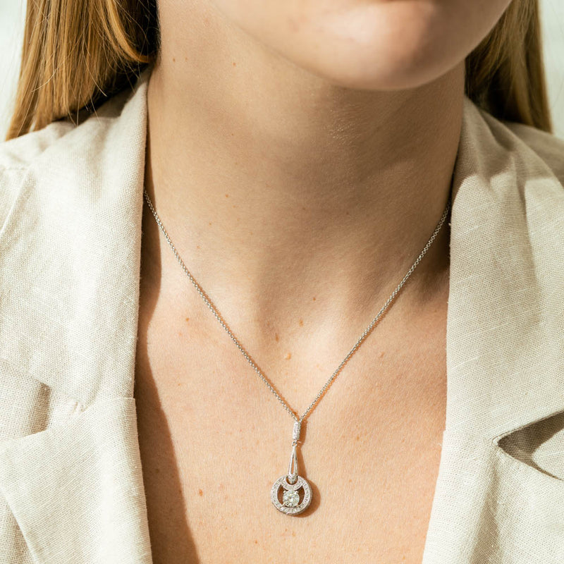 18ct White Gold Diamond Pendant-Necklace-Walker & Hall
