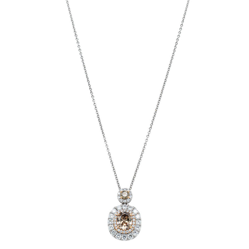 18ct White & Rose Gold 1.09ct Champagne Diamond Necklace-Necklace-Walker & Hall