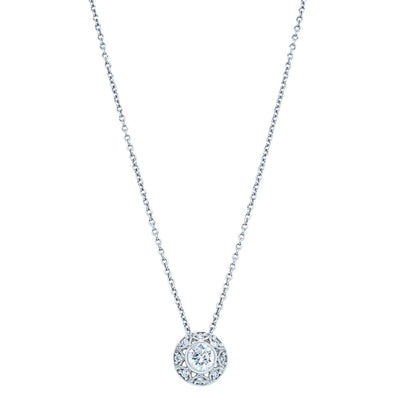 18ct White Gold .33ct Diamond Pendant-Necklace-Walker & Hall