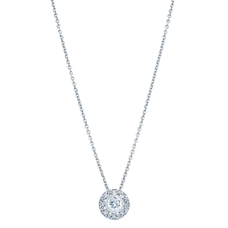 18ct White Gold .33ct Diamond Pendant-Necklace-Walker & Hall