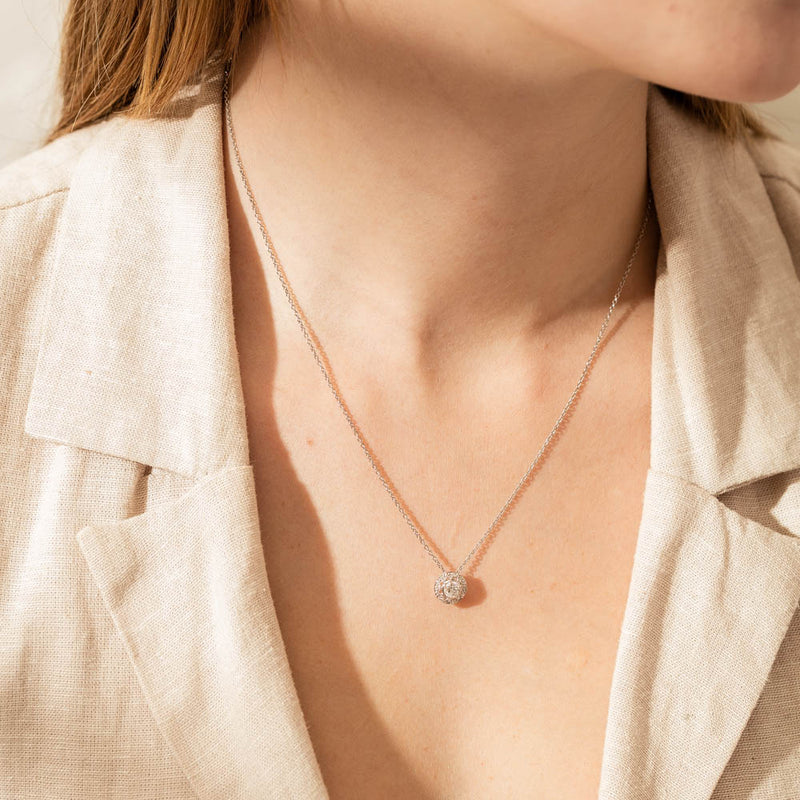 18ct White Gold .33ct Diamond Pendant-Necklace-Walker & Hall