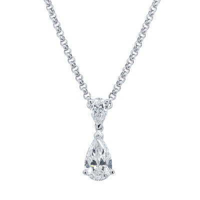 18ct White Gold 1.25ct Diamond Pendant-Necklace-Walker & Hall