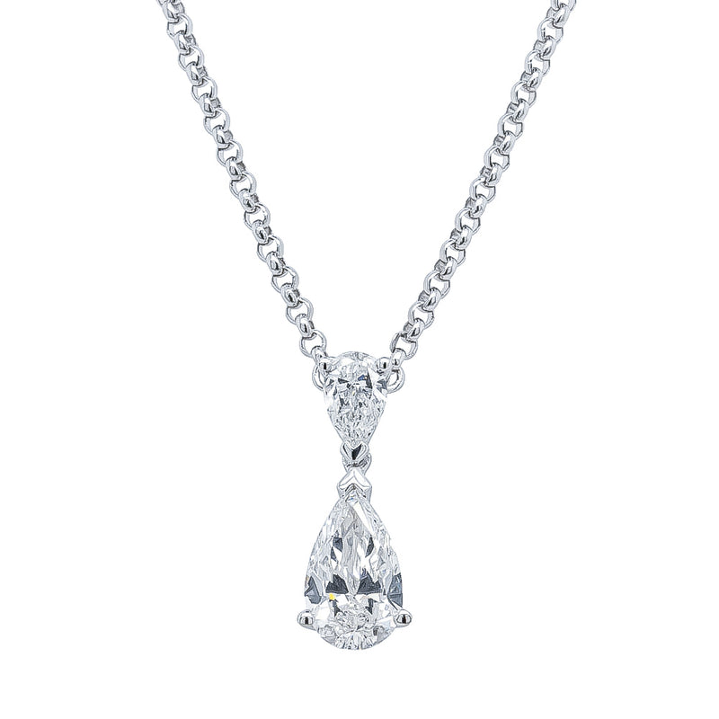 18ct White Gold 1.25ct Diamond Pendant-Necklace-Walker & Hall
