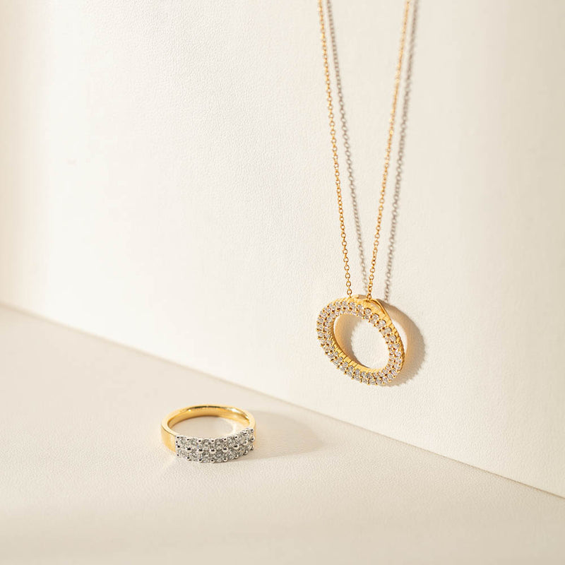 18ct Yellow Gold 1.10ct Diamond Apollo Necklace-Necklace-Walker & Hall