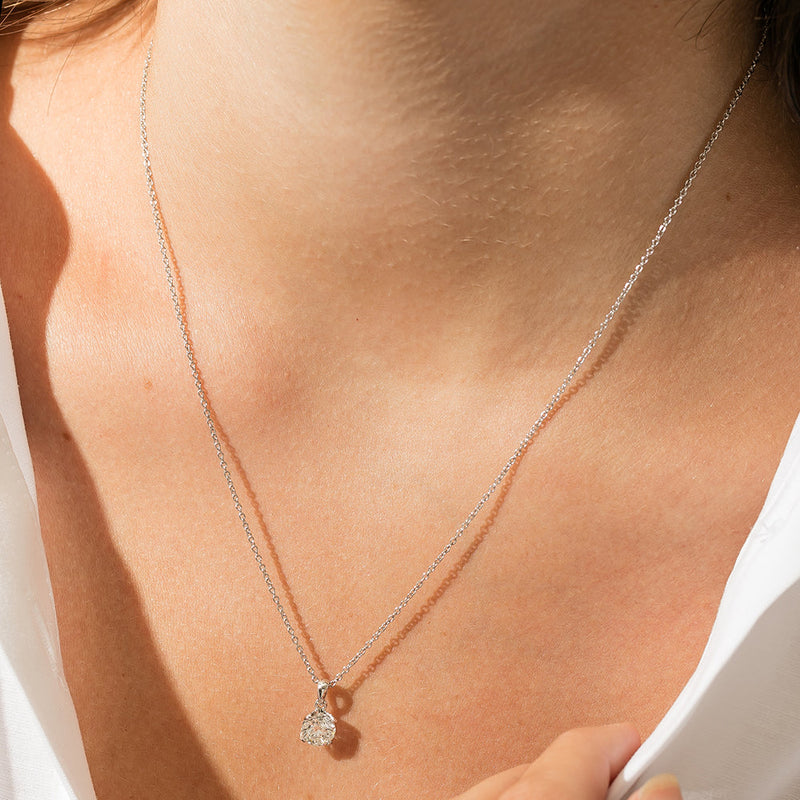 18ct White Gold 1.01ct Diamond Blossom Pendant-Necklace-Walker & Hall