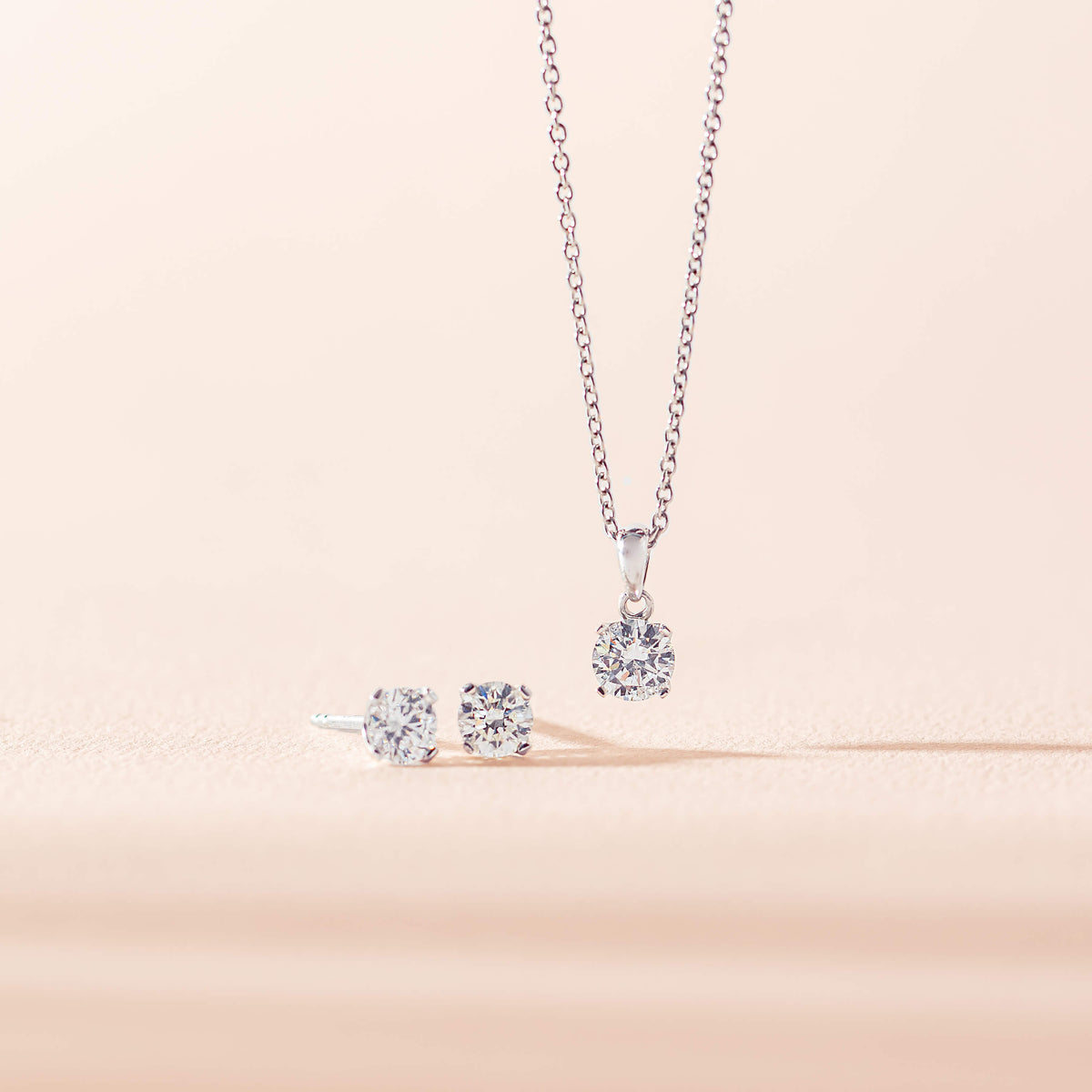 Natural Diamond Blossom Studs and Pendant