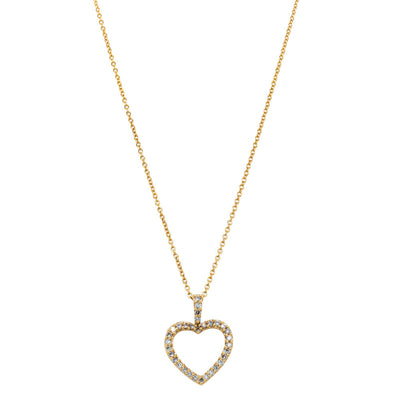 18ct Yellow Gold Diamond Heart Pendant-Necklace-Walker & Hall