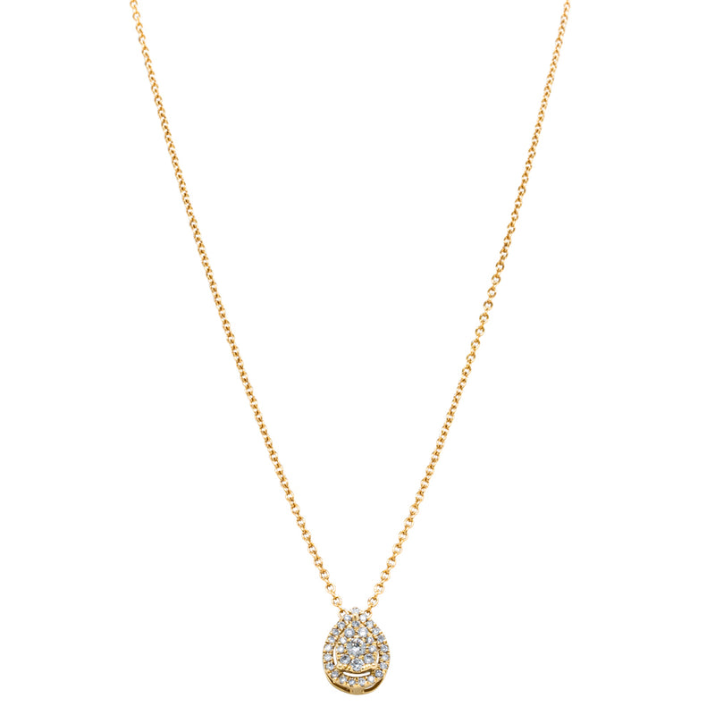 9ct Yellow Gold Diamond Pear Saturn Pendant-Necklace-Walker & Hall