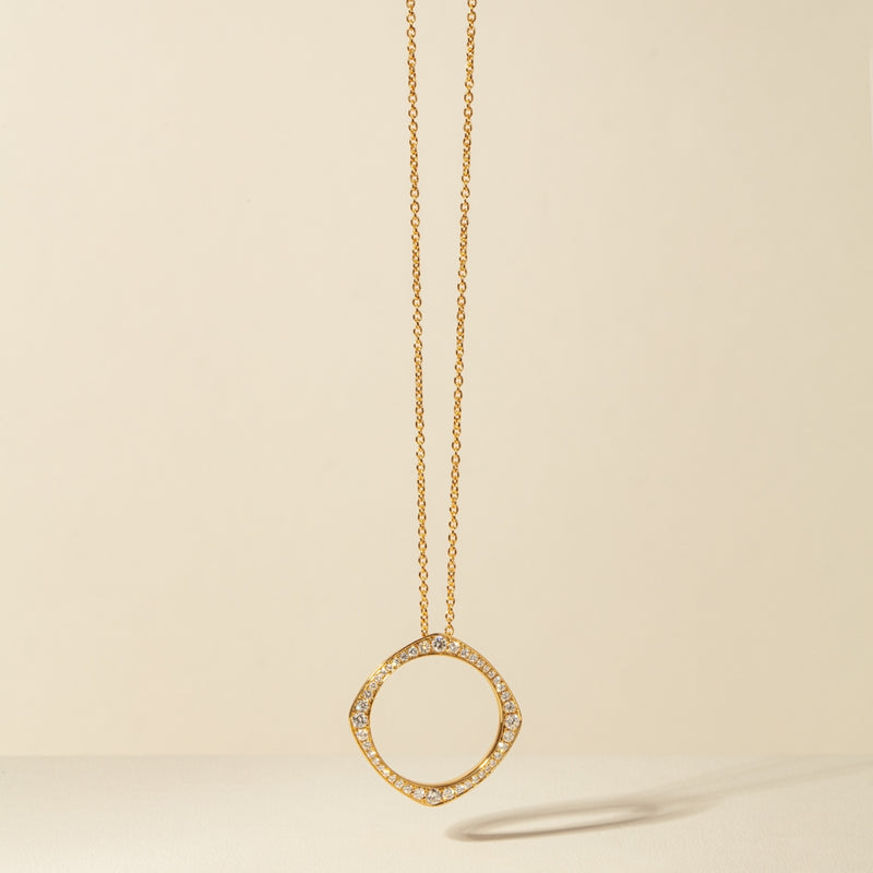 18ct Yellow Gold Diamond Eos Pendant-Necklace-Walker & Hall