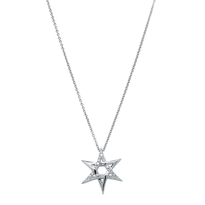 18ct White Gold Astra Star Necklace-Necklace-Walker & Hall