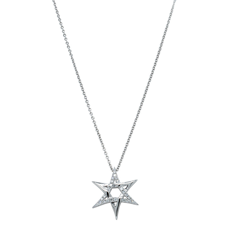 18ct White Gold Astra Star Necklace-Necklace-Walker & Hall