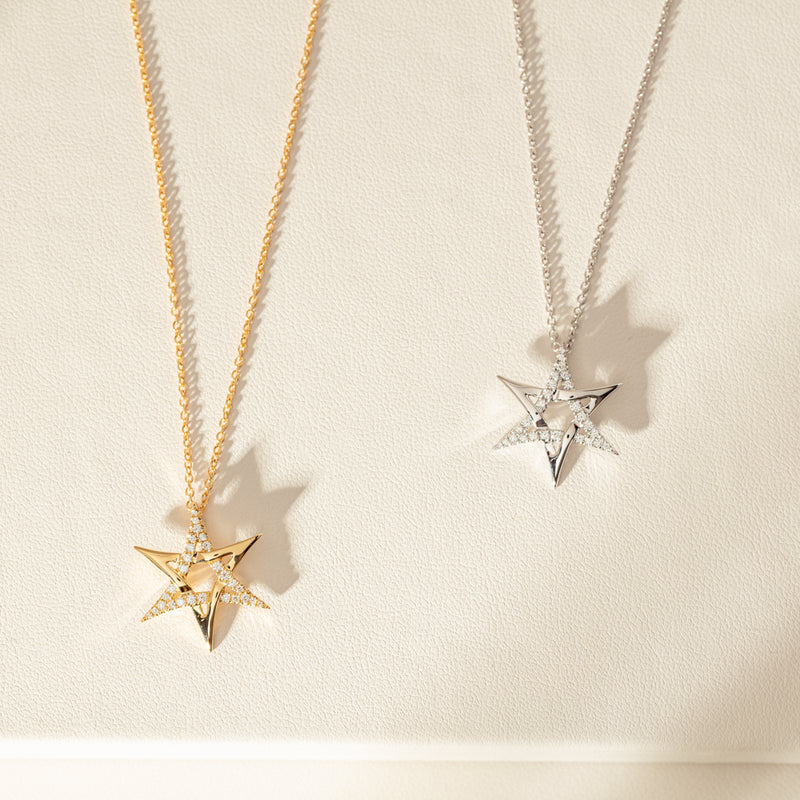 18ct Yellow Gold Astra Star Necklace-Necklace-Walker & Hall