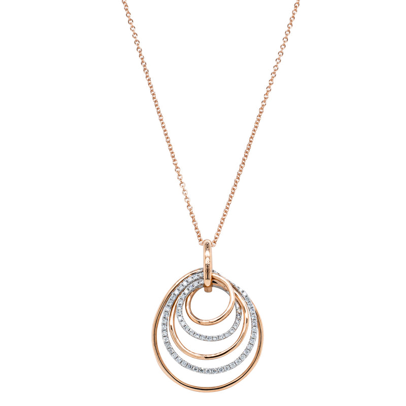 18ct Rose Gold Diamond Pendant-Necklace-Walker & Hall