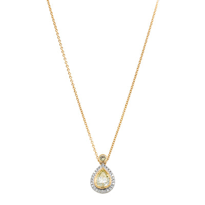 18ct White Gold Yellow Diamond Pendant-Necklace-Walker & Hall